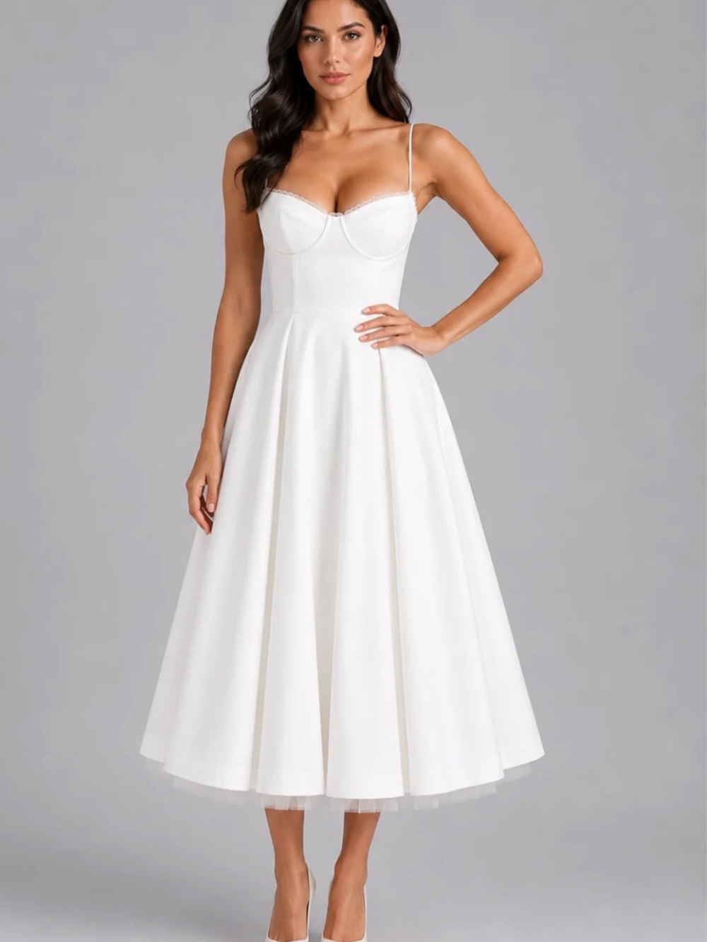 House of CB White Spaghetti-Strap Midi Dress